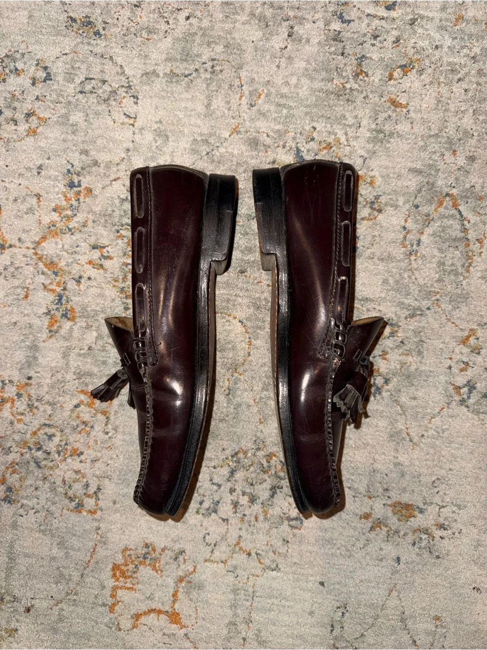 Men's Burgundy Tassel Loafers - Classic Leather Slip-On GH Bass 8 E